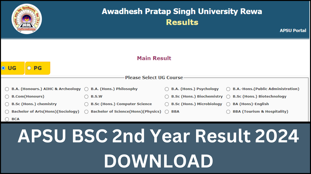 APSU BSC 2nd Year Result 2024 Direct Link To Download UG PG Result