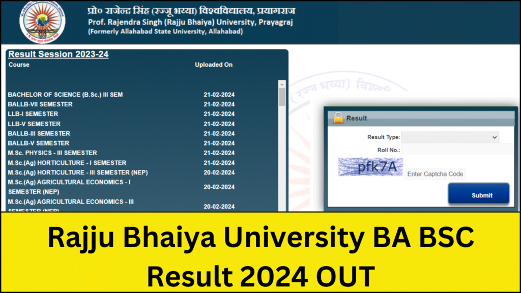 Rajju Bhaiya University BA BSC Result 2024