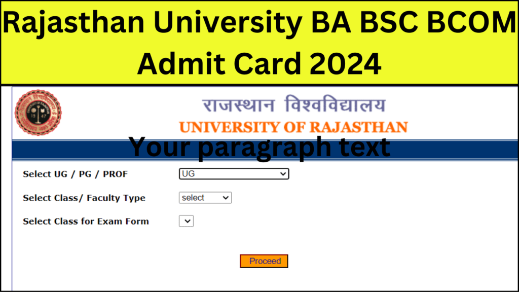 Rajasthan University Admit Card