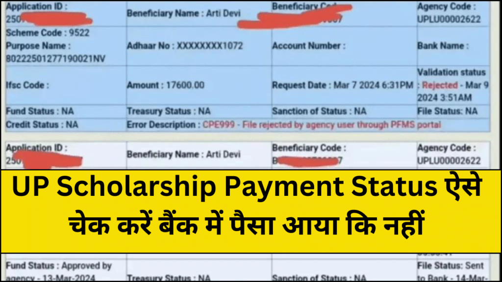 UP Scholarship Payment Status 2023-24