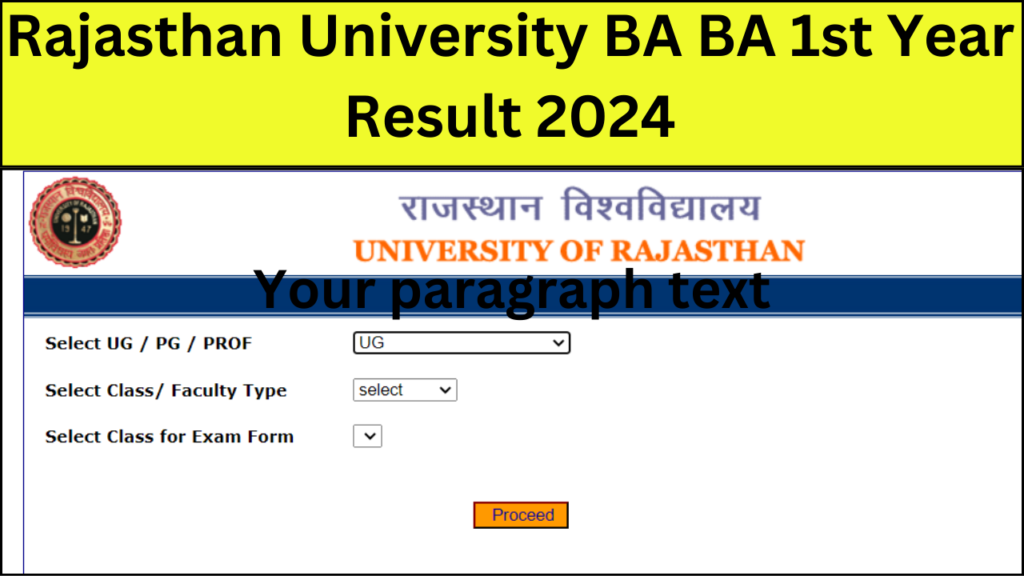 Rajasthan University BA 1st Year Result