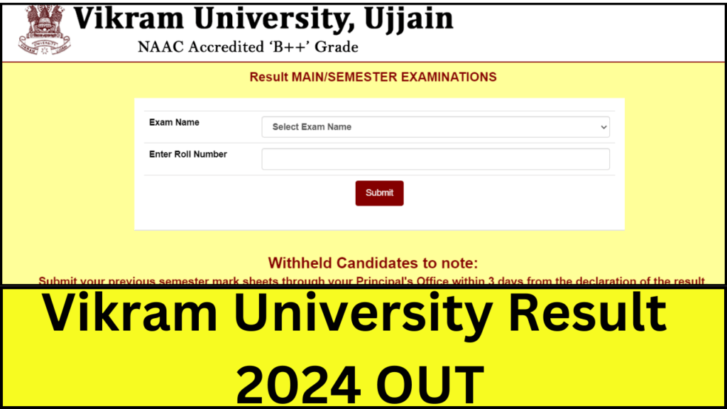 Vikram University Result 2024